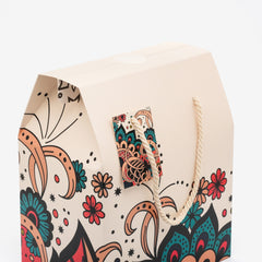 Floral Cream Çiçek Desenli Hediye Kutusu