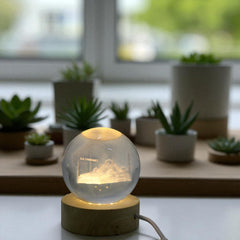 3D Sultanahmet Kristal Cam Küre Ahşap Soketli