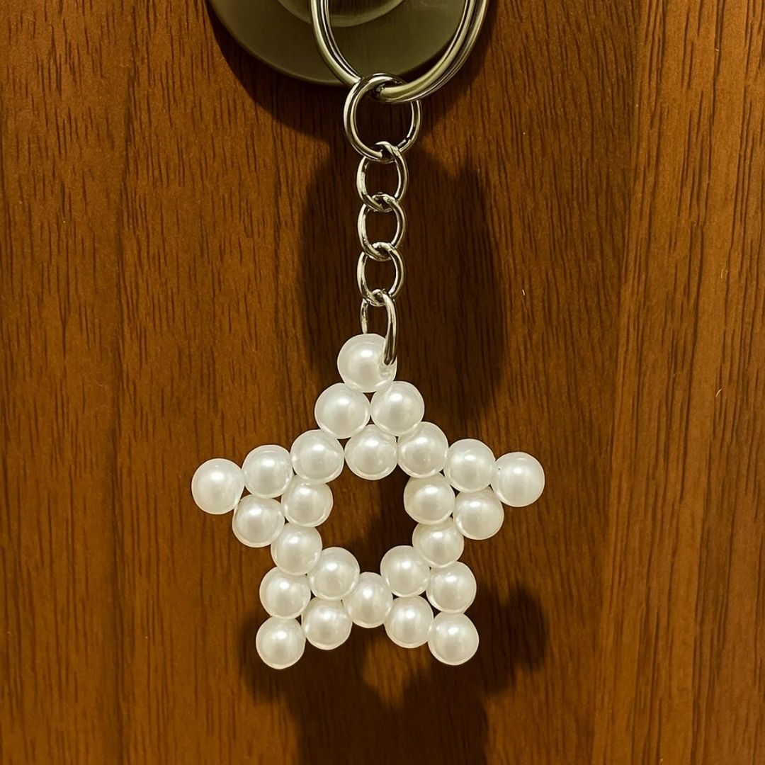 İnci Yıldız Şeklinde Anahtarlık Gümüş