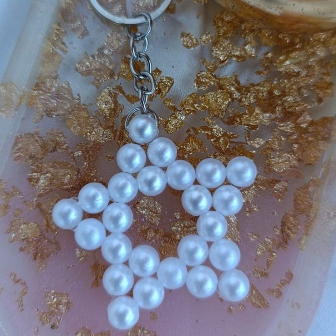 İnci Yıldız Şeklinde Anahtarlık Gümüş