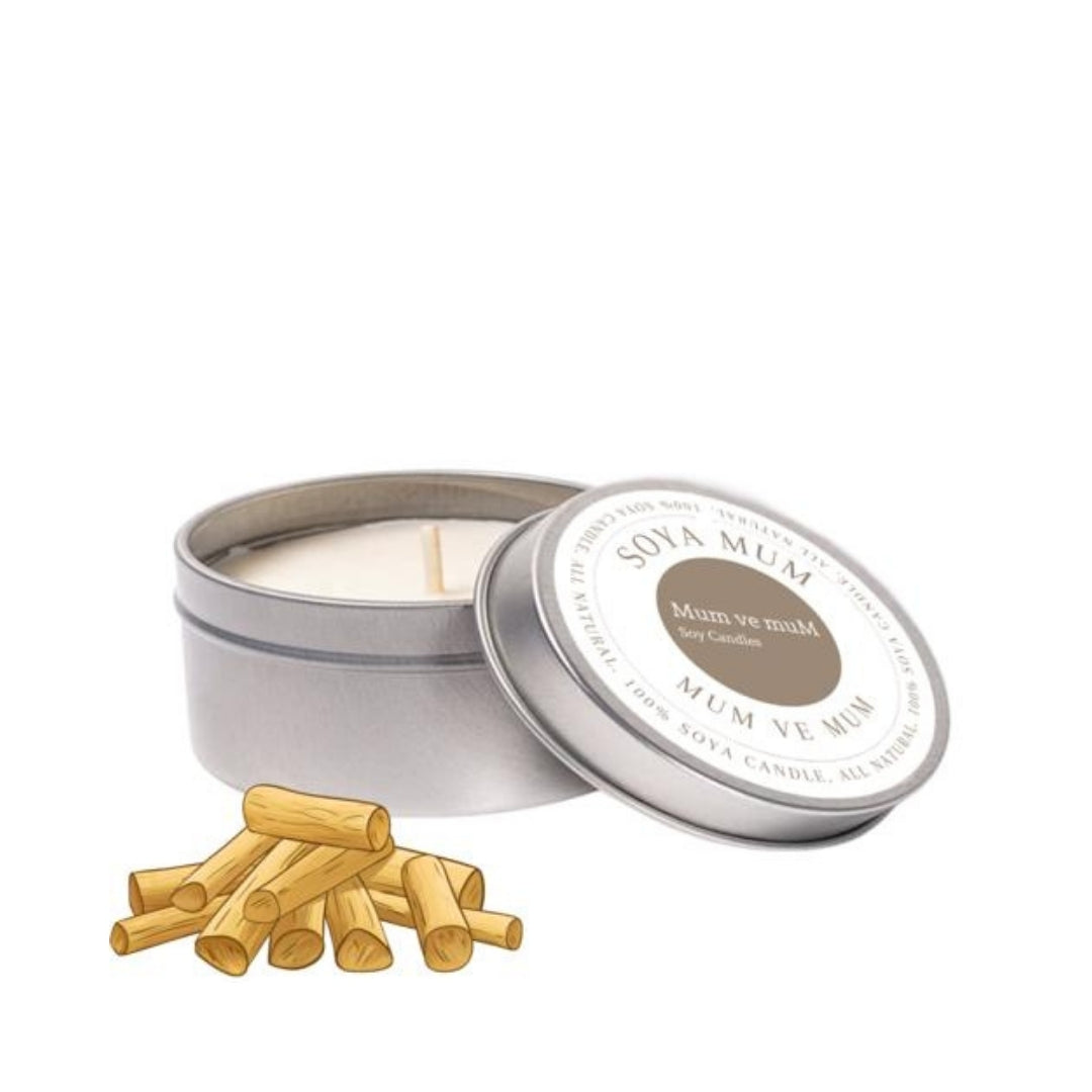 Sandal Ağacı Soya Wax Metal Kutu Mum