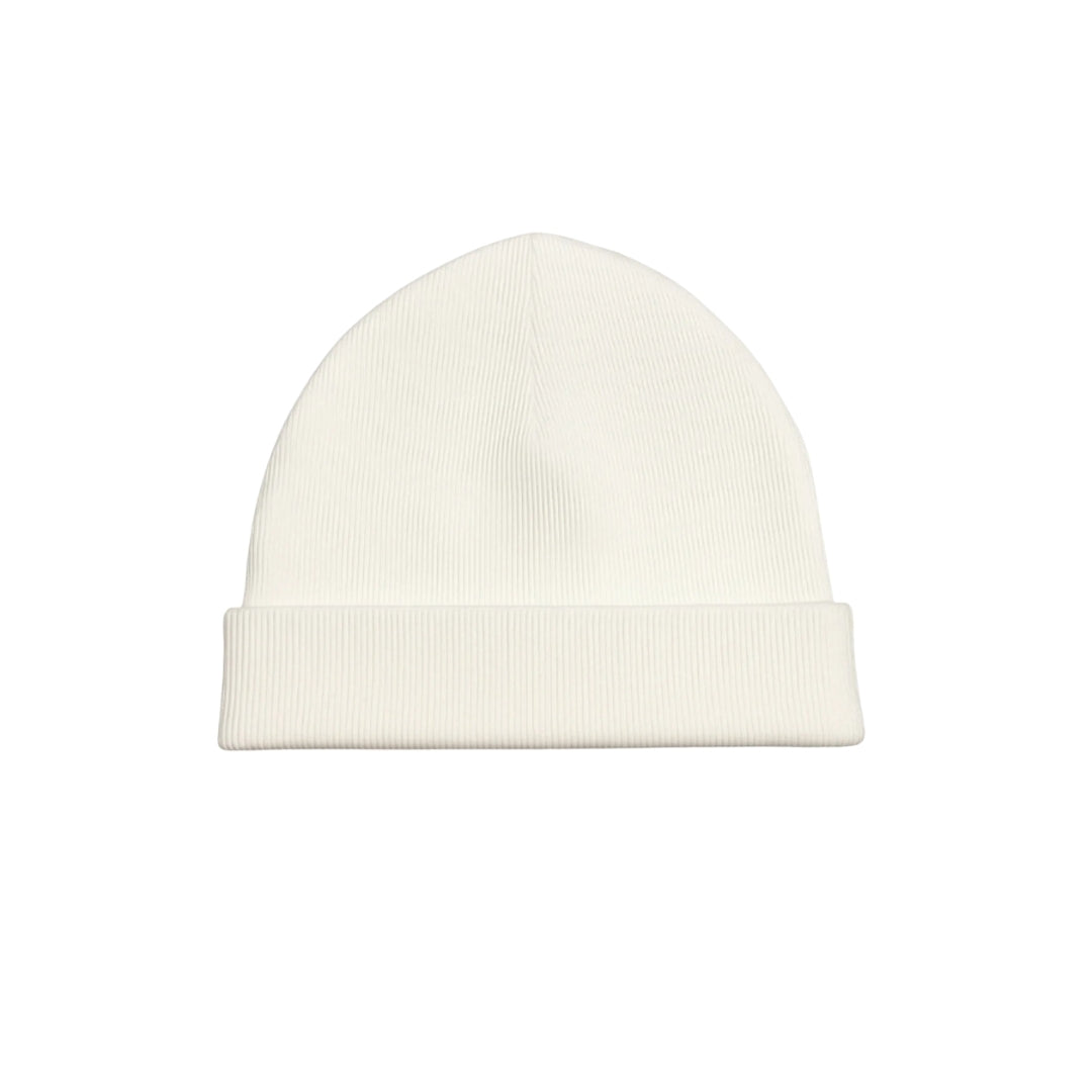 Unisex Krem Renk Basic Katlamalı Bere